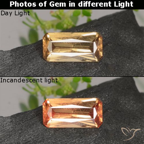 0.63ct Natural Golden-Brown Color-Change Garnet, Emerald Cut, VS