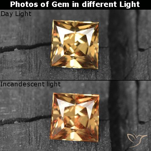 Golden-Brown Color-Change Garnet Gem - 0.6ct Princess-Cut (ID: 253539)