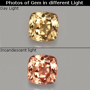 0.76 ct Multicolor Color-Change Garnet Gemstone, Color-Change Garnet Gem in Cushion-Cut Shape for Sale.
