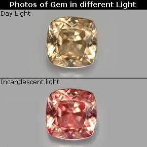 0.60 ct Multicolor Color-Change Garnet Gemstone, Color-Change Garnet Gem in Cushion-Cut Shape for Sale.