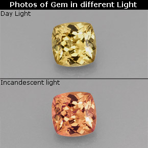0.76 ct Multicolor Color-Change Garnet Gemstone, Color-Change Garnet Gem in Cushion-Cut Shape for Sale.