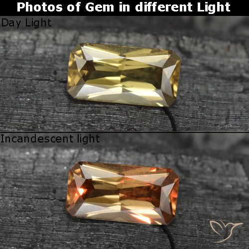 7 x 3.6mm Octagon / Scissor Cut Golden Color-change Garnet from Tanzania, Weight of 0.7ct, Natural untreated Gemstone in VVS-VS Clarity, 1pc Color-change Garnet - Color: Dark Gold, Mohs Hardness of 6.5 - 7.5 suitable for daily wear jewelry, Photo A