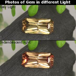 0.66 ct Golden Color-Change Garnet Gemstone, Color-Change Garnet Gem in Octagon / Scissor Cut Shape for Sale.