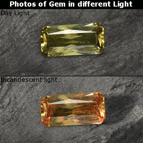0,6 ct octagonschliff gelber Farbwechselnder Granat aus Madagaskar, Größe 7,1 x 3,5mm, Garantiert natürlicher Edelstein, VS Reinheit, 1 Stück Farbwechselnder Granat in Gold-gelb Farbe, Mohs-Härte von 6,5 - 7,5 Geeignet für den täglichen Gebrauch im Schmuck, Photo A