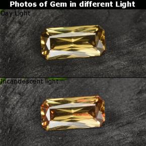 0.57 ct Golden Color-Change Garnet Gemstone, Color-Change Garnet Gem in Octagon / Scissor Cut Shape for Sale.