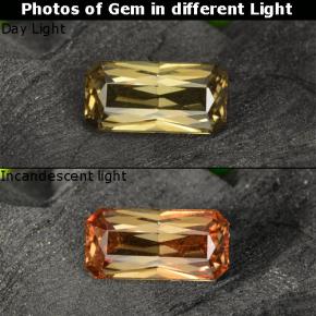 0.78 ct Golden Color-Change Garnet Gemstone, Color-Change Garnet Gem in Octagon / Scissor Cut Shape for Sale.