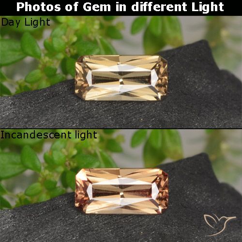 0.62ct Natural Golden-Brown Color-Change Garnet, Emerald Cut, VVS-VS