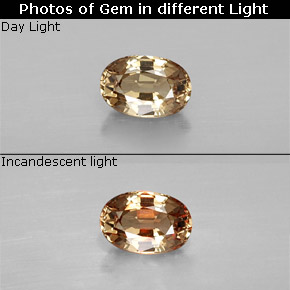 0.69 ct Golden Color-Change Garnet Gemstone, Color-Change Garnet Gem in Oval Facet Shape for Sale.