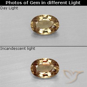 5.9 x 4.1mm Oval Golden Color-change Garnet from Tanzania, Weight of 0.57ct, Natural untreated Gemstone in VVS Clarity, 1pc Oval Facet Color-change Garnet - Color: Golden-brown, Mohs Hardness of 6.5 - 7.5 suitable for daily wear jewelry, Photo A