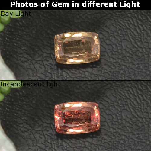 Granato cangiante giallo taglio cuscino da 1,13 ct dalla Tanzania, dimensione 7,1 x 5mm, pietra preziosa naturale non trattati , purezza VS, Granato cangiante Taglio a cuscino da 1 pz, durezza Mohs di 6,5 - 7,5 adatto per gioielli da indossare ogni giorno, Photo A