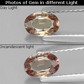 0.57 ct Multicolor Color-Change Garnet Gemstone, Color-Change Garnet Gem in Oval Facet Shape for Sale.