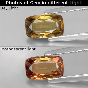 gold-braun Farbwechselnder Granat Edelstein - 1.1ct Kissenschliff (ID: 329380)