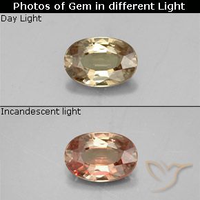 6.1 x 4.2mm Oval Facet Golden Color-change Garnet from Tanzania, Weight of 0.58ct, Natural untreated gemstone in VVS-VS Clarity, 1pc Color-change Garnet - the Color is Golden-brown, Mohs Hardness of 6.5 - 7.5 suitable for daily wear jewelry, Photo A