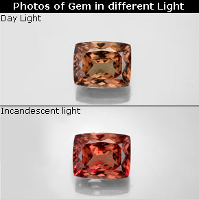 4.00 ct Multicolor Color-Change Garnet Gemstone, Color-Change Garnet Gem in Cushion-Cut Shape for Sale.