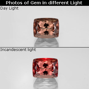 3.65 ct Multicolor Color-Change Garnet Gemstone, Color-Change Garnet Gem in Cushion-Cut Shape for Sale.