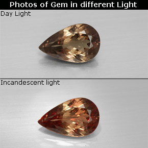 1.79 ct Multicolor Color-Change Garnet Gemstone, Color-Change Garnet Gem in Pear Facet Shape for Sale.