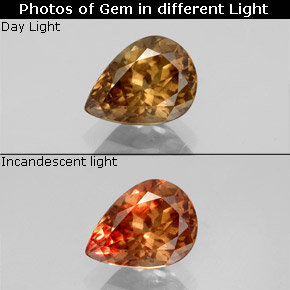 1.6ct Pear Facet Golden Brown to Orange Color-Change Garnet Gem for sale 1.6ct Pear Facet Golden Brown to Orange Color-Change Garnet Gem (ID: 344894)