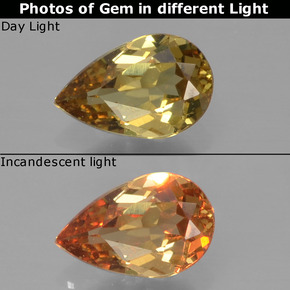 0.47 ct Multicolor Color-Change Garnet Gemstone, Color-Change Garnet Gem in Pear Facet Shape for Sale.