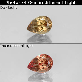 0.57 ct Multicolor Color-Change Garnet Gemstone, Color-Change Garnet Gem in Pear Facet Shape for Sale.