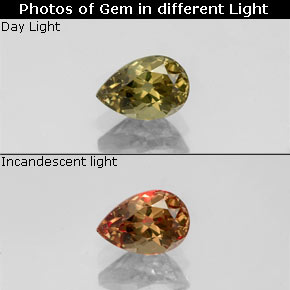 0.63 ct Multicolor Color-Change Garnet Gemstone, Color-Change Garnet Gem in Pear Facet Shape for Sale.