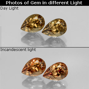 ゴールドブラウン カラーチェンジガーネット 宝石 - 0.7ct ペアーファセット (ID: 345793)