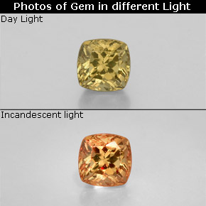 0.50 ct Multicolor Color-Change Garnet Gemstone, Color-Change Garnet Gem in Cushion-Cut Shape for Sale.