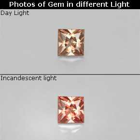 0.36 ct Multicolor Color-Change Garnet Gemstone, Color-Change Garnet Gem in Princess-Cut Shape for Sale.