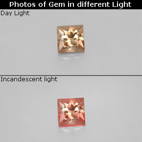 0.40 ct Multicolor Color-Change Garnet Gemstone, Color-Change Garnet Gem in Princess-Cut Shape for Sale.