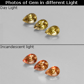 Золотисто-желтый Гранат, Меняющий Цвет Камень - 0.6ct Фасетная Груша (ID: 346324)