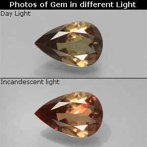 1.56 ct Multicolor Color-Change Garnet Gemstone, Color-Change Garnet Gem in Pear Facet Shape for Sale.