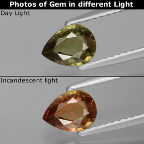 0.83 ct Multicolor Color-Change Garnet Gemstone, Color-Change Garnet Gem in Pear Facet Shape for Sale.