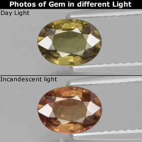 0.96 ct Color-Change Color-Change Garnet Gemstone, Color-Change Garnet Gem in Oval Facet Shape for Sale.