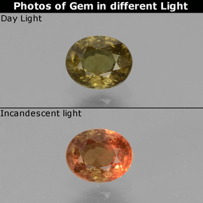 0.6ct Oval Facet Greenish Brown To Red Pink Color-Change Garnet Gem for sale 0.6ct Oval Facet Greenish Brown To Red Pink Color-Change Garnet Gem (ID: 429271)
