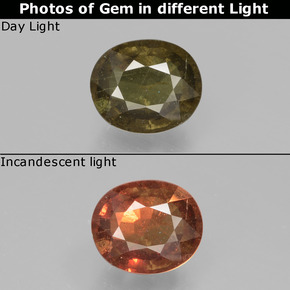1.38 ct Multicolor Color-Change Garnet Gemstone, Color-Change Garnet Gem in Oval Facet Shape for Sale.