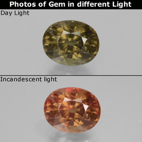 1.49 ct Color-Change Color-Change Garnet Gemstone, Color-Change Garnet Gem in Oval Facet Shape for Sale.