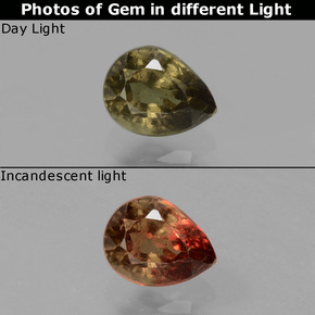0.48 ct Multicolor Color-Change Garnet Gemstone, Color-Change Garnet Gem in Pear Facet Shape for Sale.