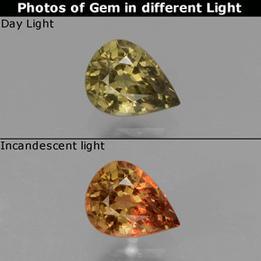 0.42 ct Multicolor Color-Change Garnet Gemstone, Color-Change Garnet Gem in Pear Facet Shape for Sale.