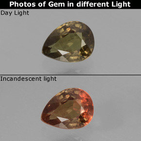 0.50 ct Multicolor Color-Change Garnet Gemstone, Color-Change Garnet Gem in Pear Facet Shape for Sale.