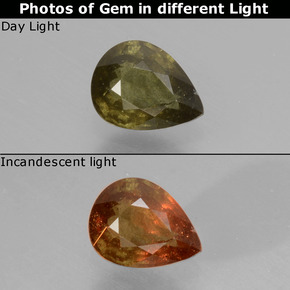 0.50 ct Multicolor Color-Change Garnet Gemstone, Color-Change Garnet Gem in Pear Facet Shape for Sale.