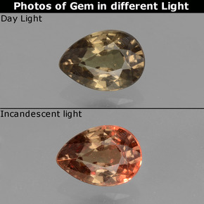 0.52 ct Multicolor Color-Change Garnet Gemstone, Color-Change Garnet Gem in Pear Facet Shape for Sale.
