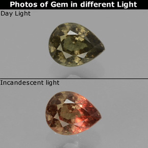 0.52 ct Multicolor Color-Change Garnet Gemstone, Color-Change Garnet Gem in Pear Facet Shape for Sale.