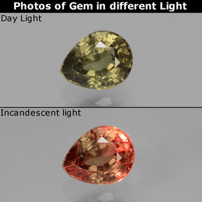 0.69 ct Color-Change Color-Change Garnet Gemstone, Color-Change Garnet Gem in Pear Facet Shape for Sale.