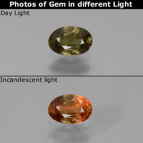 0.54 ct Multicolor Color-Change Garnet Gemstone, Color-Change Garnet Gem in Oval Facet Shape for Sale.