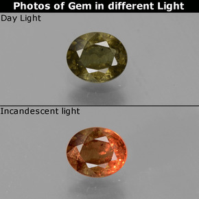 0.7ct Oval Facet Green to Red-Pink Color-Change Garnet Gem for sale 0.7ct Oval Facet Green to Red-Pink Color-Change Garnet Gem (ID: 444671)