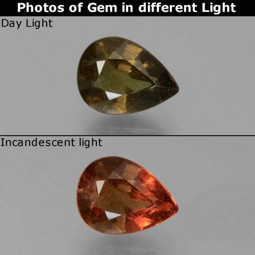 Marrón sombra Granate con Cambio de Color Gema - 1.8ct Corte en forma de pera (ID: 451452)