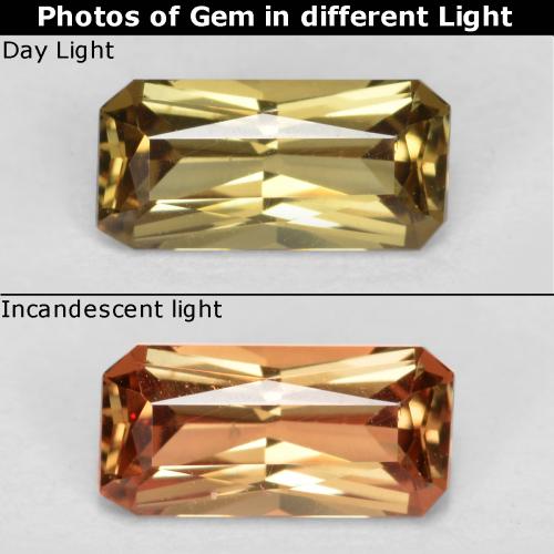 0.66 ct Yellow Color-Change Garnet Gemstone, Color-Change Garnet Gem in Octagon / Scissor Cut Shape for Sale.
