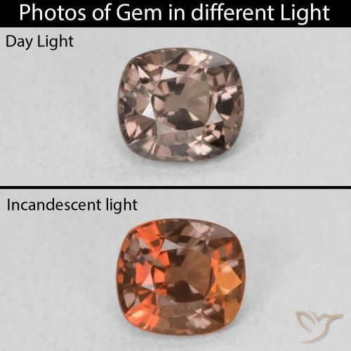 1.02ct Natural Medium Light Brown Color-Change Garnet, Cushion, VVS-VS
