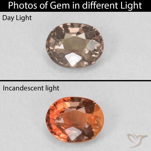 0.79ct Natural Medium Light Brown Color-Change Garnet, Oval, VVS-VS