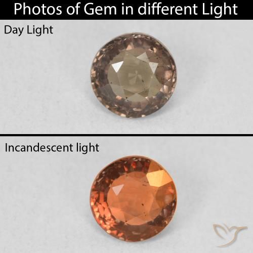 0.92 ct Brown Color-Change Garnet Gemstone, Color-Change Garnet Gem in Round Facet Shape for Sale.