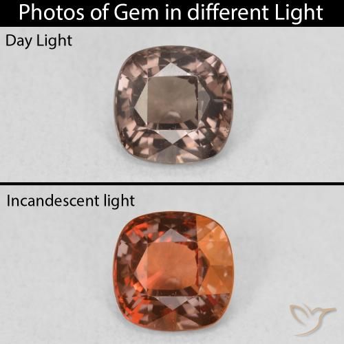 1.05ct Natural Medium Light Brown Color-Change Garnet, Cushion, VS